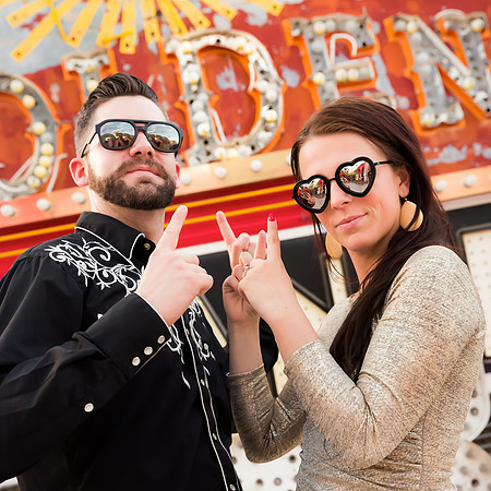 Las Vegas engagement photo shoot on the Strip by Glitter Lens Photography