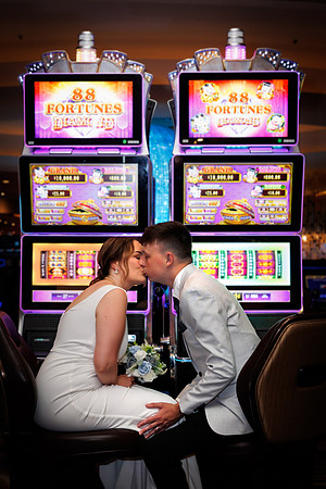 Couple photographed during a wedding photo shoot on the Las Vegas Strip
