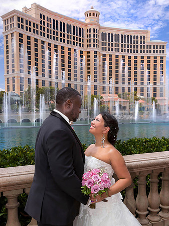 Couple photographed during a wedding photo shoot on the Las Vegas Strip