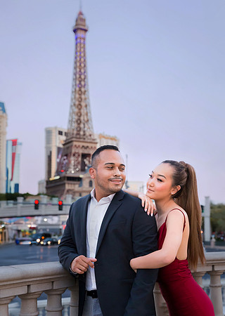 Couple photographed during a wedding photo shoot on the Las Vegas Strip