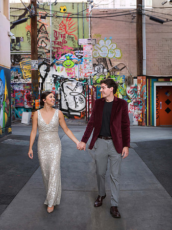 Couple photographed during a wedding photo shoot on the Las Vegas Strip