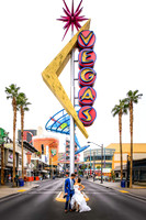 Couple photographed during a wedding photo shoot on the Las Vegas Strip