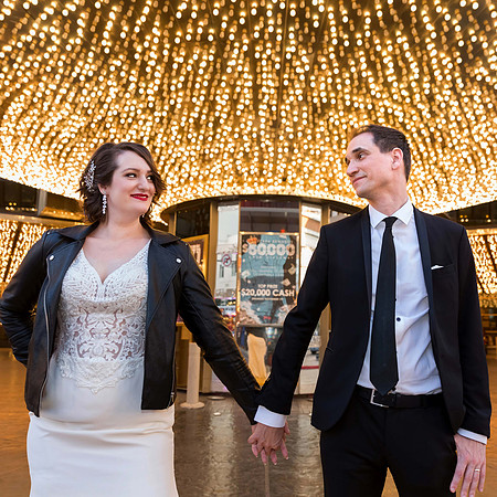 Couple photographed during a wedding photo shoot on the Las Vegas Strip