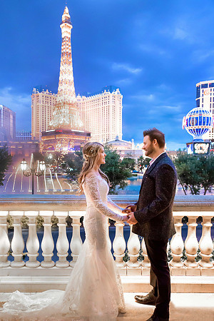 Couple photographed during a wedding photo shoot on the Las Vegas Strip