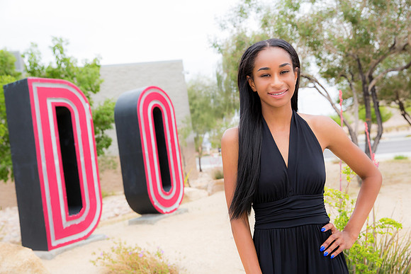 High school senior posing during a portrait photo session in Las Vegas