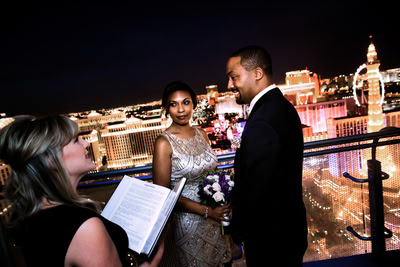 Balcony overlooking the Strip wedding.