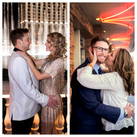Couples celebrating with romantic portraits at the Bellagio and along the Las Vegas Strip.