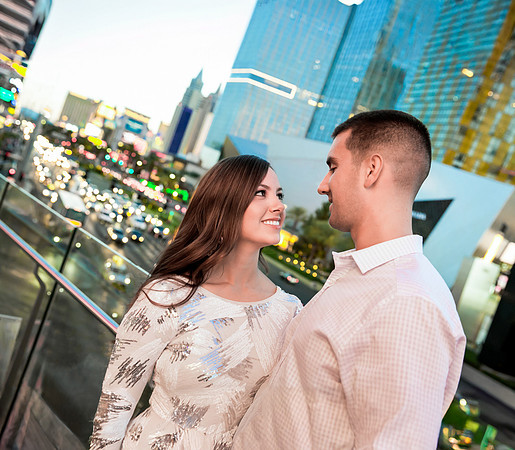 Las Vegas engagement photo shoot on the Strip by Glitter Lens Photography