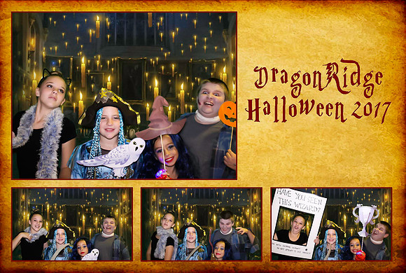 Guests posing in a photo booth with props at a Las Vegas event